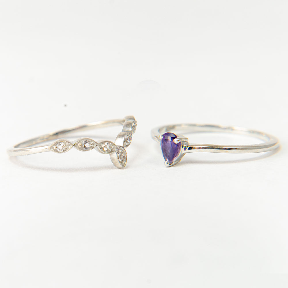 Conjunto de Plata con Amatista de Marruecos y Topacio Blanco ( Anillo )