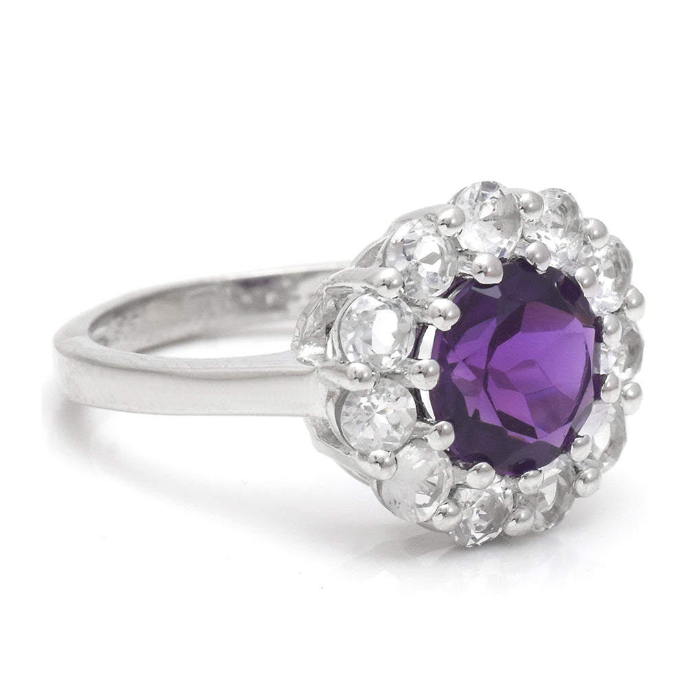 Anillo de Plata con Amatista de Marruecos y Topacio Blanco 4 
