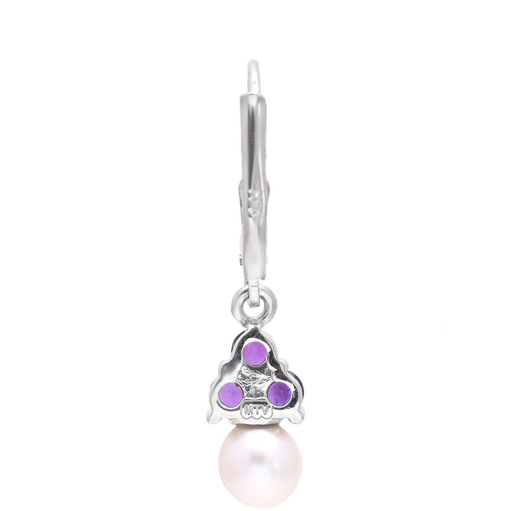 Pendientes de Plata con Amatista de Marruecos y Perla blanca de agua dulce 5 