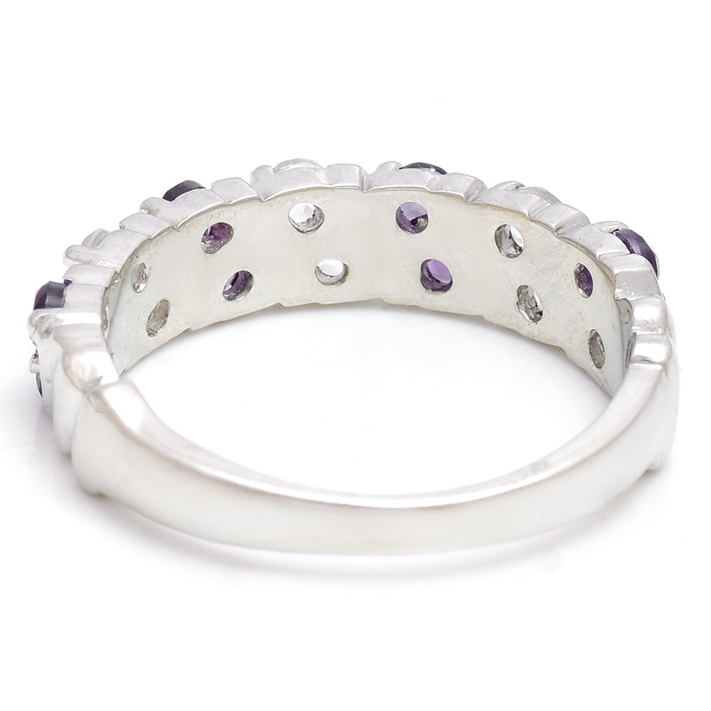 Anillo de Plata con Amatista de Marruecos y Topacio Blanco