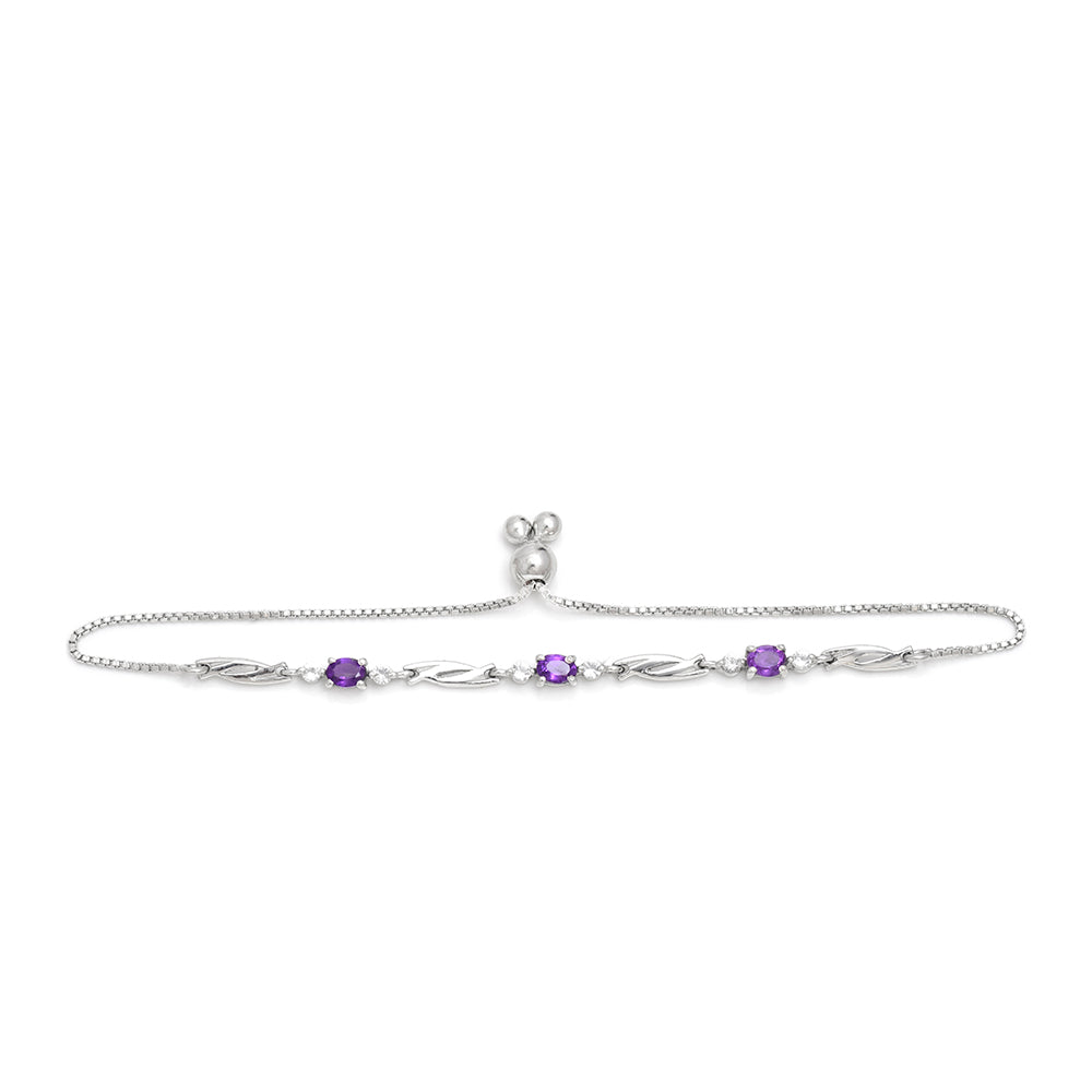 Pulsera de Plata con Amatista de Marruecos y Topacio Blanco