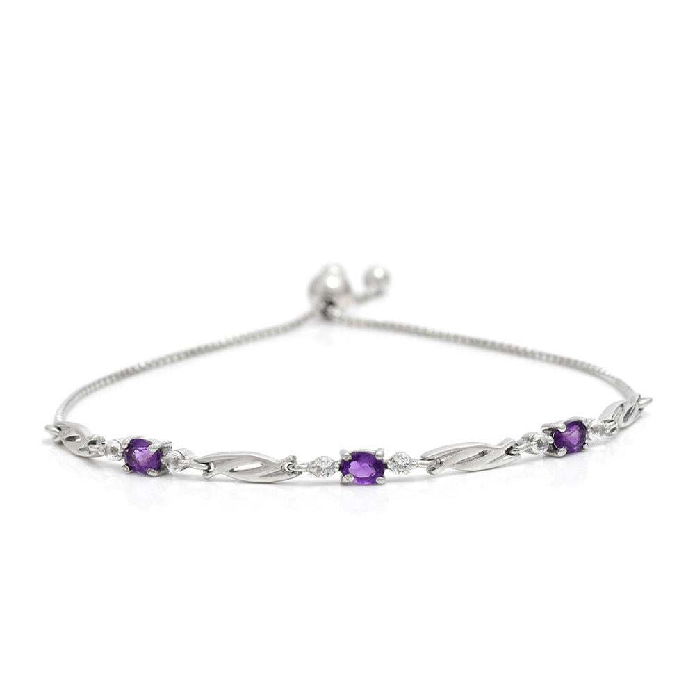 Pulsera de Plata con Amatista de Marruecos y Topacio Blanco 1 