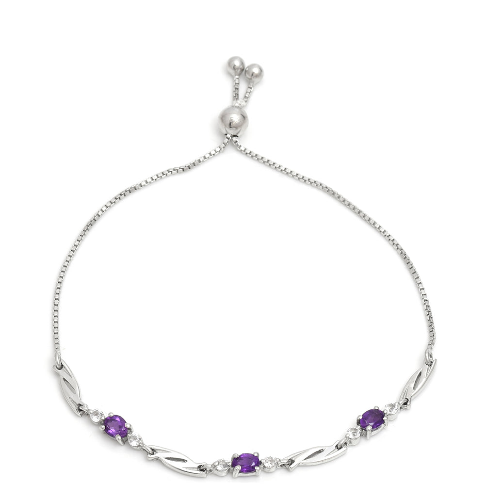 Pulsera de Plata con Amatista de Marruecos y Topacio Blanco 3 