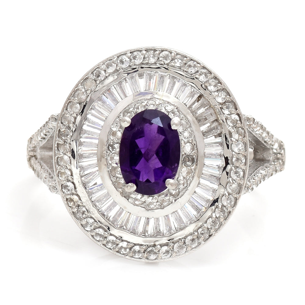 Anillo de Plata con Amatista de Marruecos y Topacio Blanco 1 
