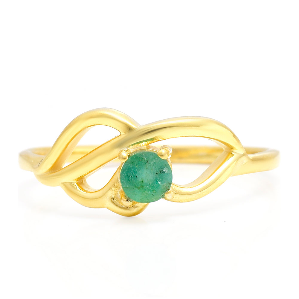 Anillo de Plata Bañada en Oro con Esmeralda de Brasil 5 