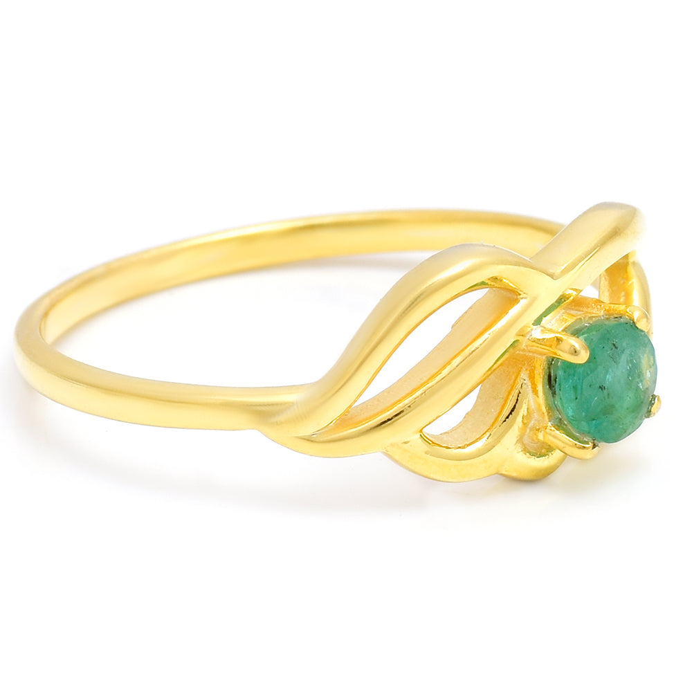 Anillo de Plata Bañada en Oro con Esmeralda de Brasil 2 