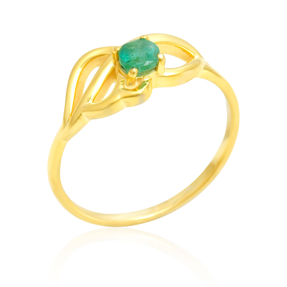 Anillo de Plata Bañada en Oro con Esmeralda de Brasil 6 