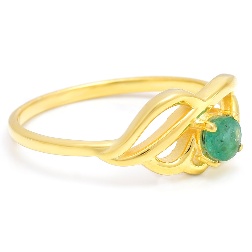 Anillo de Plata Bañada en Oro con Esmeralda de Brasil