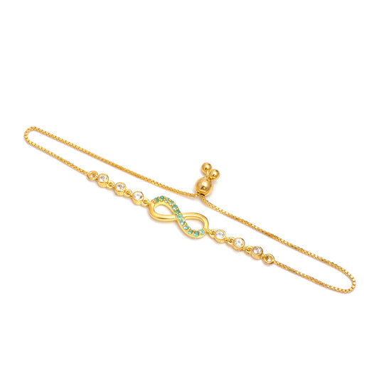 Pulsera de Plata Bañada en Oro con Esmeralda de Brasil y Topacio Blanco