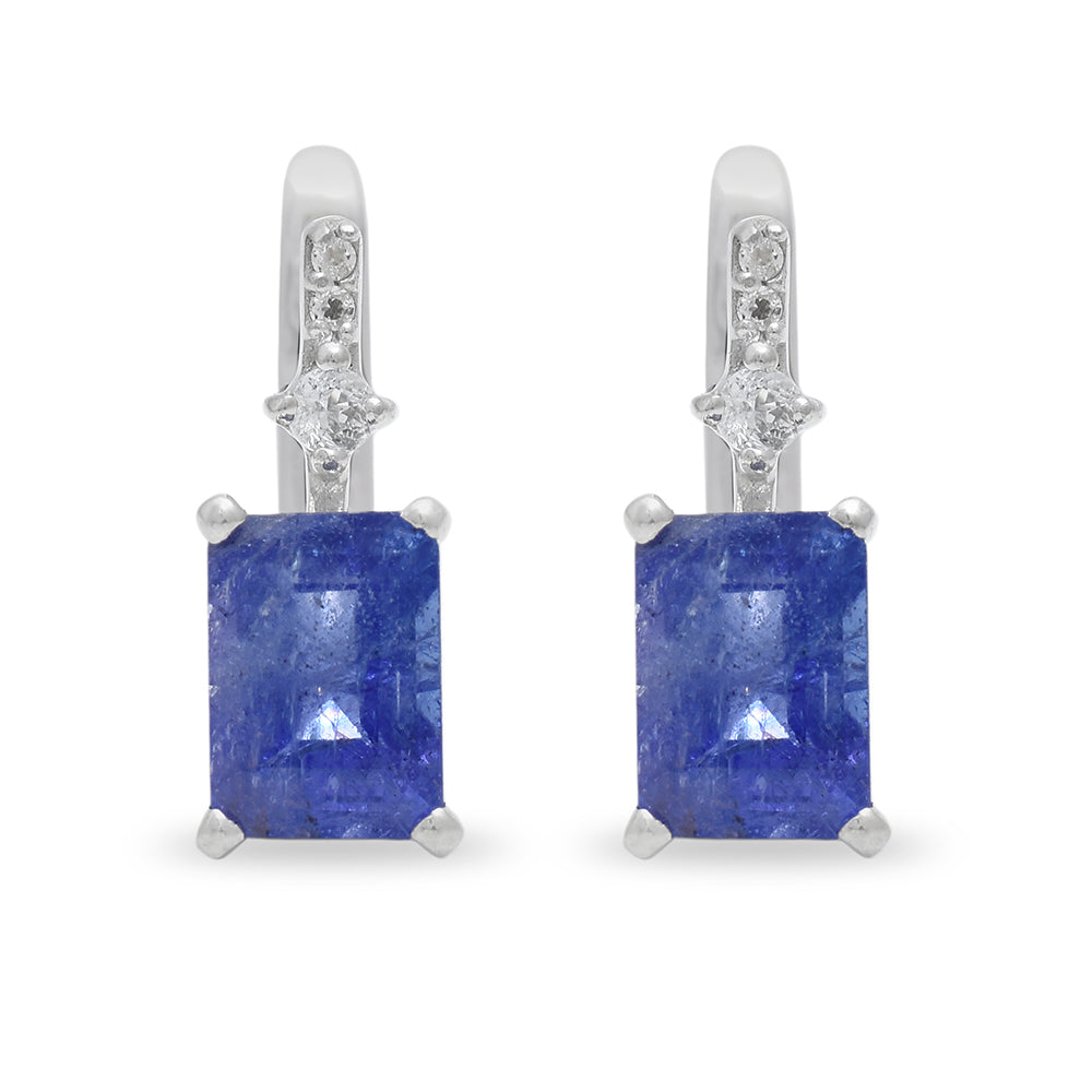 Pendientes de Plata con Tanzanita AAA y Topacio Blanco 2 