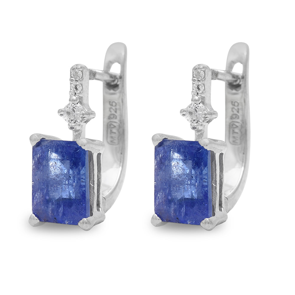 Pendientes de Plata con Tanzanita AAA y Topacio Blanco 3 