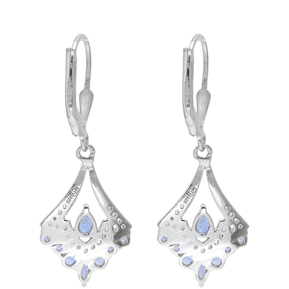 Pendientes de Plata con Tanzanita AAA y Topacio Blanco