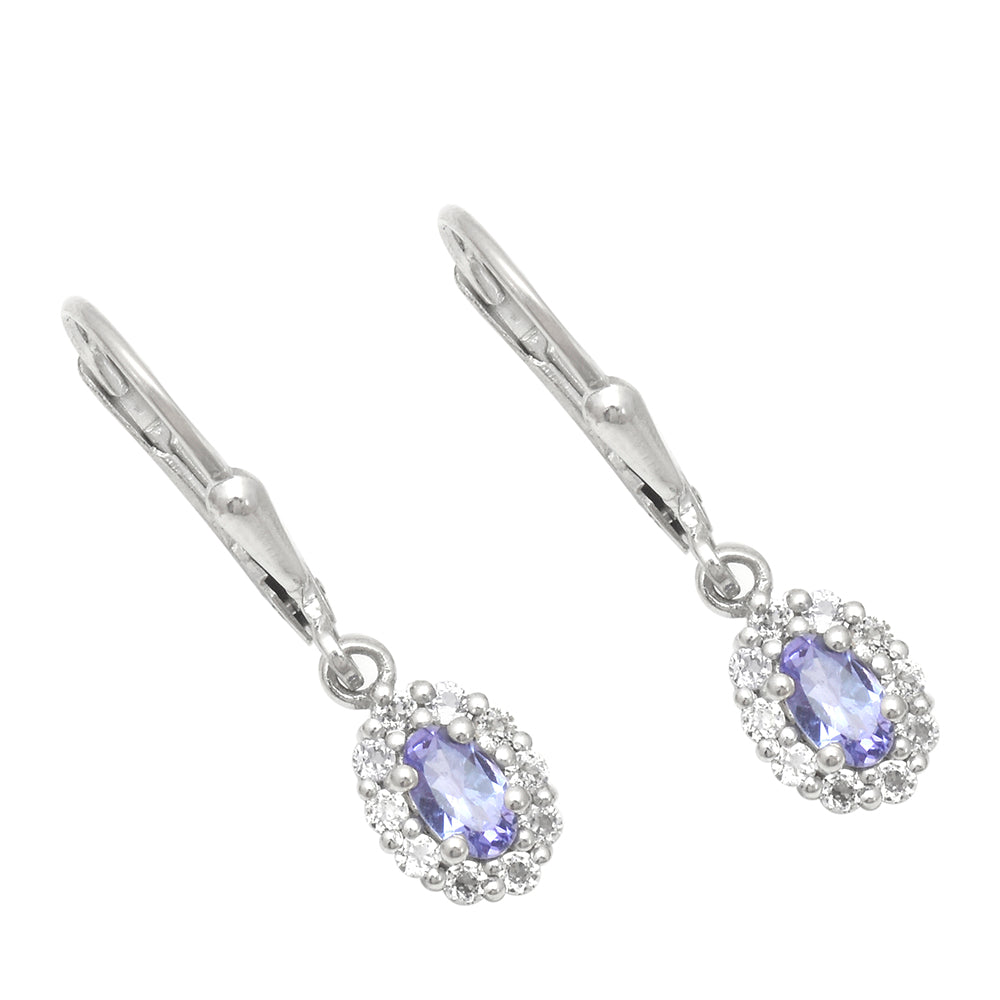 Pendientes de Plata con Tanzanita AAA y Topacio Blanco 1 
