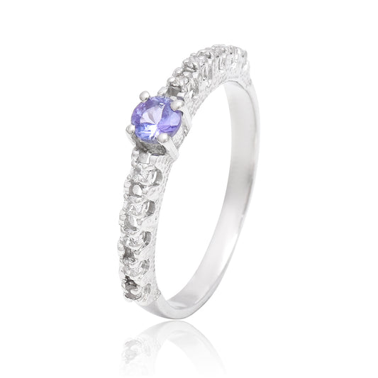 Anillo de Plata con Tanzanita AAA y Topacio Blanco