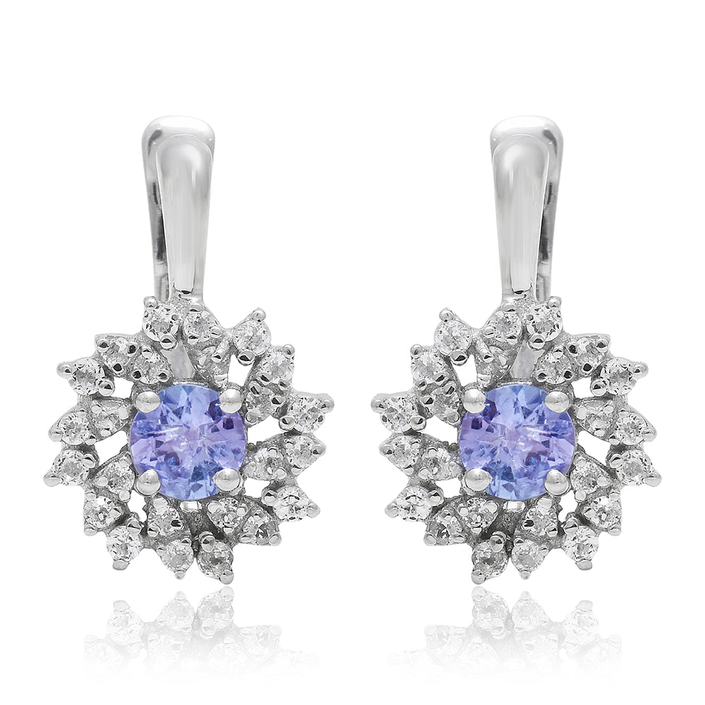 Pendientes de Plata con Tanzanita AAA y Topacio Blanco 2 