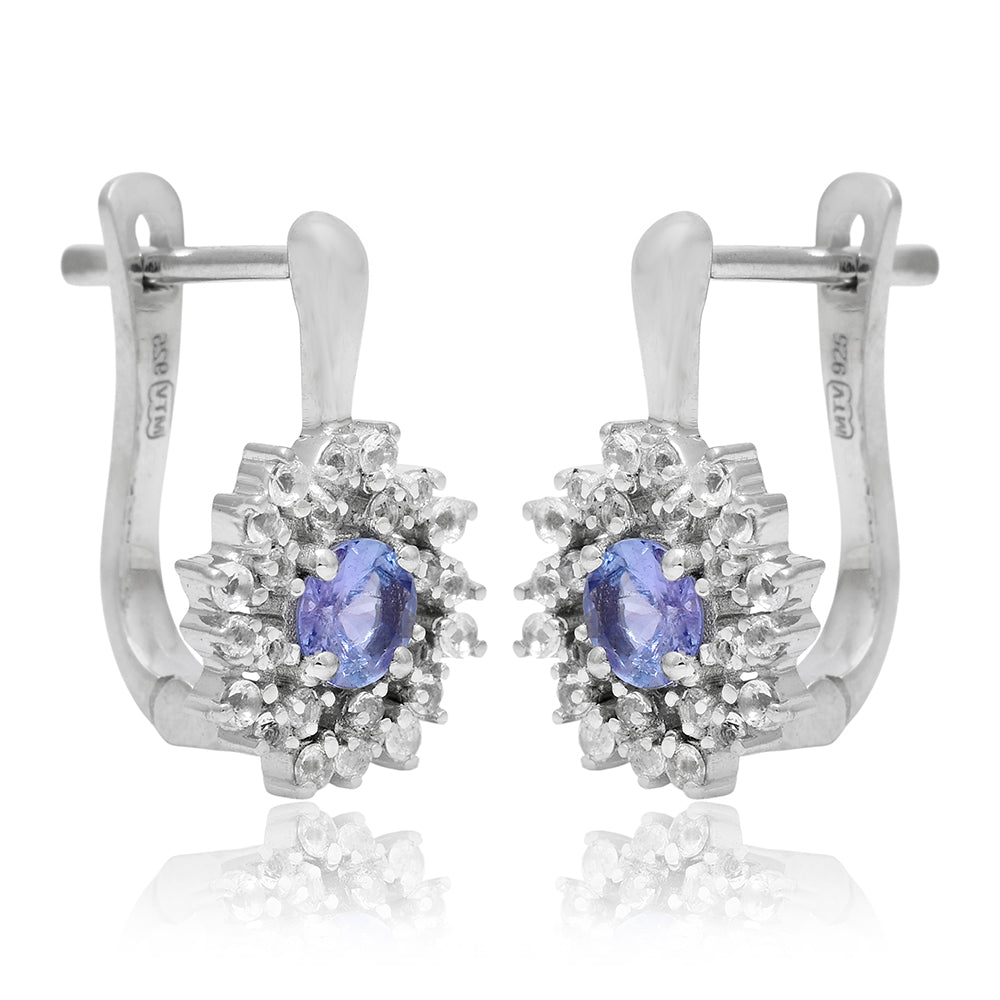 Pendientes de Plata con Tanzanita AAA y Topacio Blanco 3 