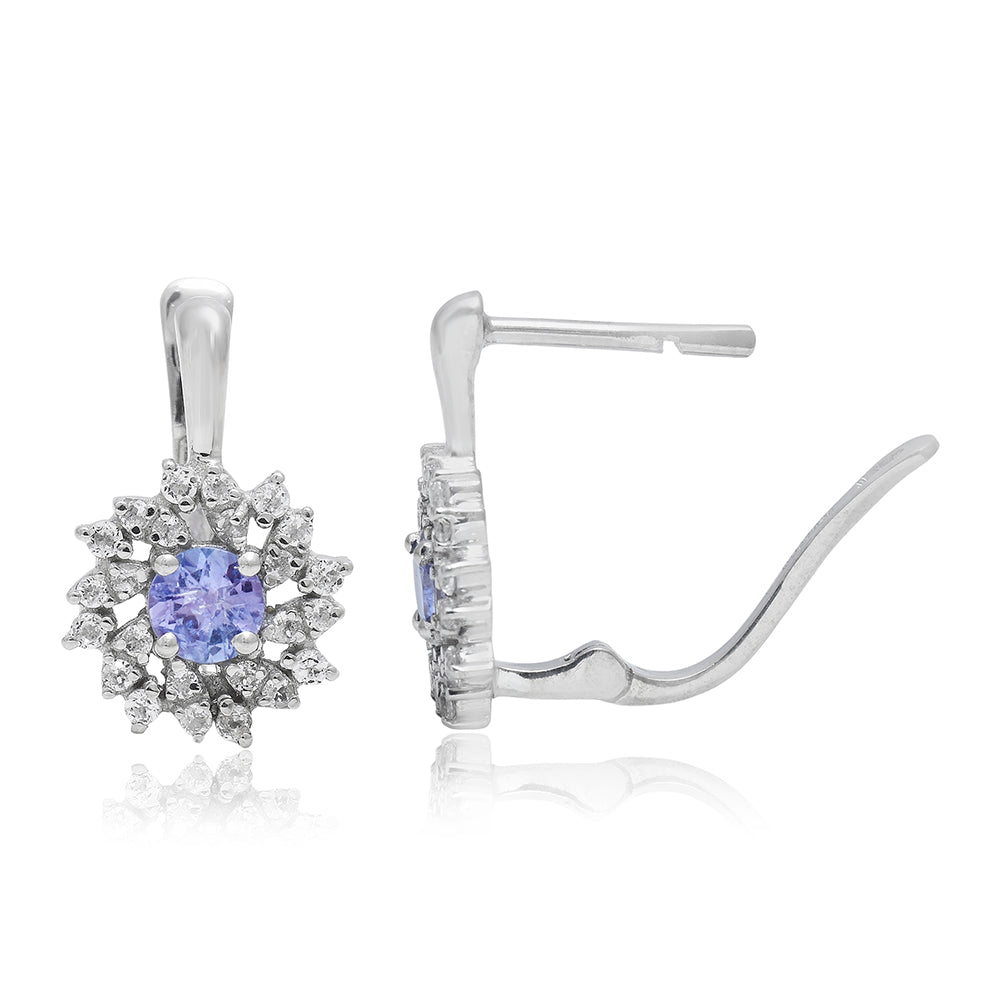 Pendientes de Plata con Tanzanita AAA y Topacio Blanco 4 