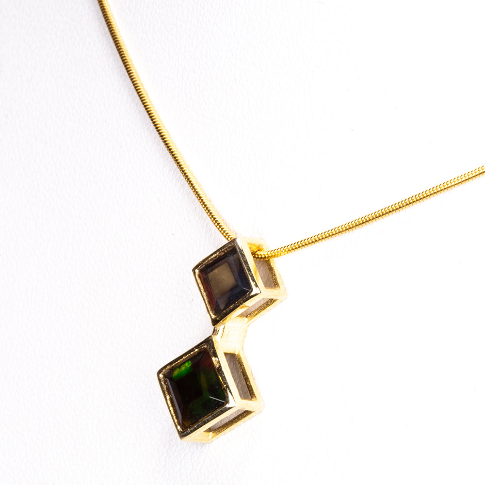 Collar de Plata Bañada en Oro con Ópalo Etíope de Lega Dembi 5 