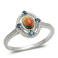 Anillo de Plata con Turquesa Ostra y Topacio Blanco