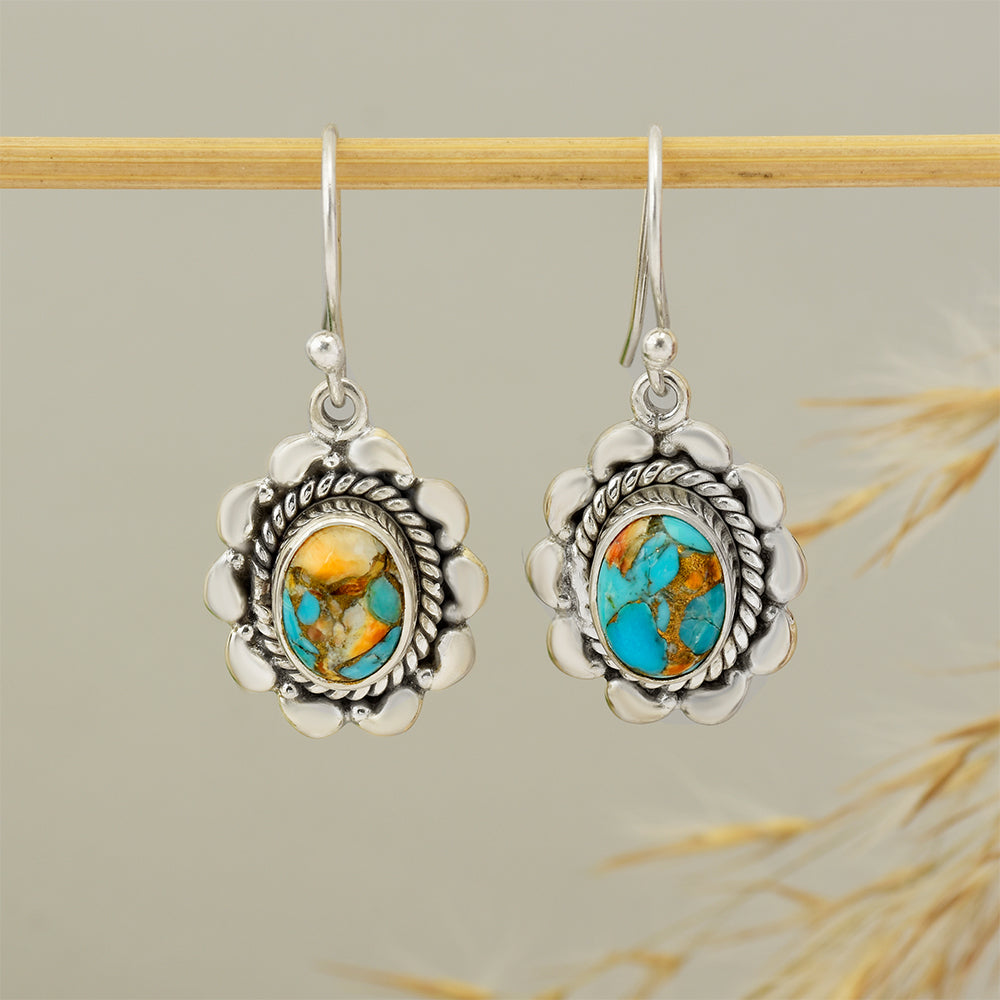 Pendientes de Plata con Turquesa Ostra 4 