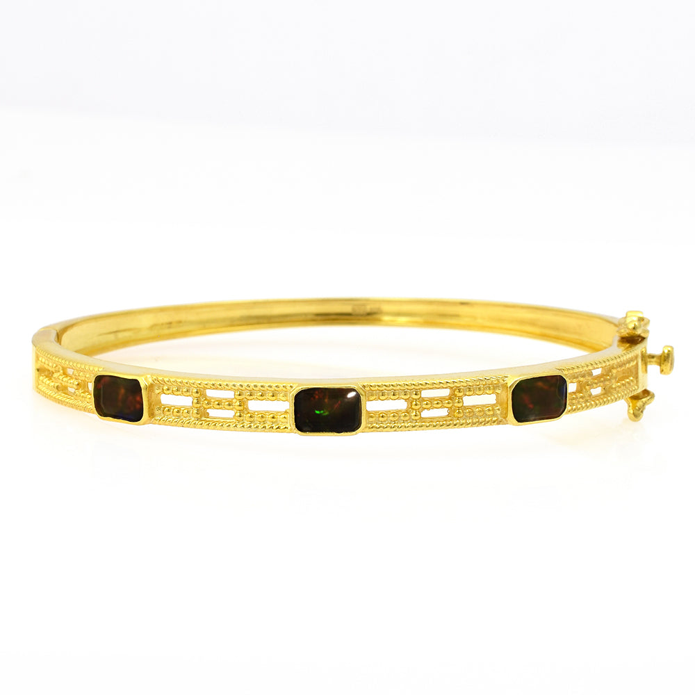 Pulsera de Plata Bañada en Oro con Ópalo Etíope de Lega Dembi 1 
