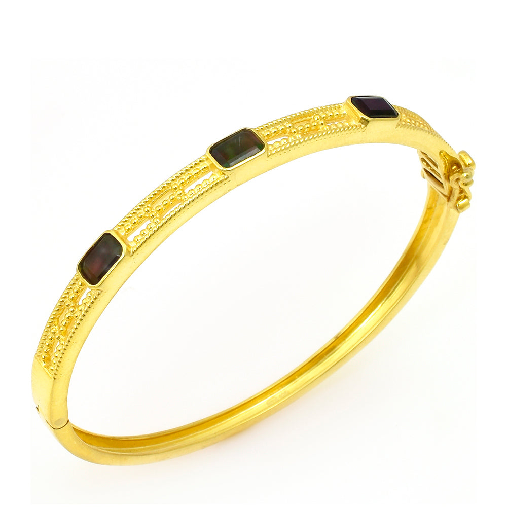 Pulsera de Plata Bañada en Oro con Ópalo Etíope de Lega Dembi