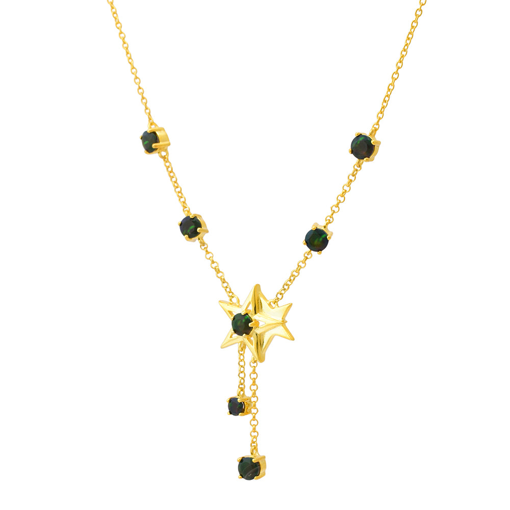 Collar de Plata Bañada en Oro con Ópalo Etíope de Lega Dembi 3 