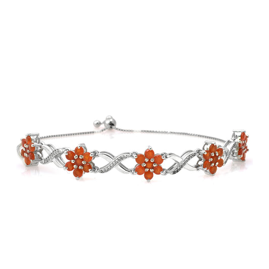 Pulsera de Plata con Ágata Roja y Topacio Blanco