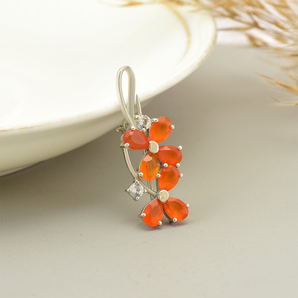 Broche de Plata con Ágata Roja y Topacio Blanco 1 