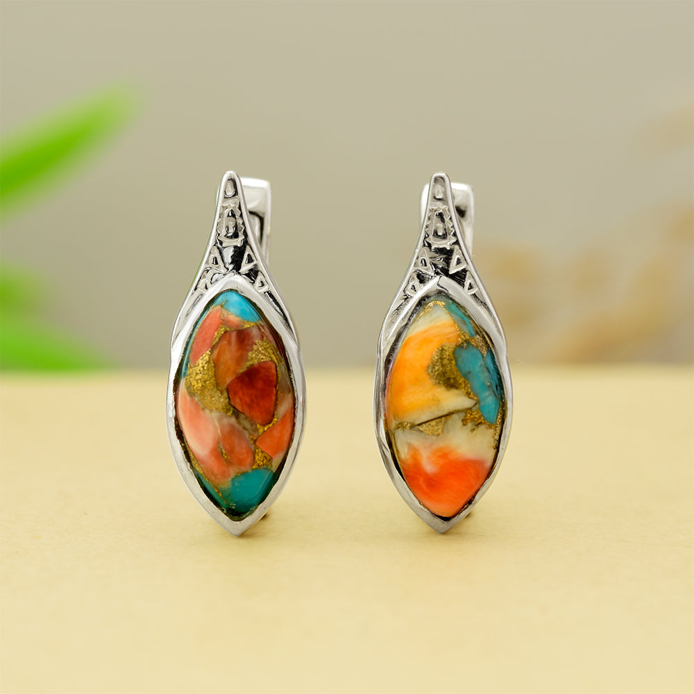Pendientes de Plata con Turquesa Ostra 1 