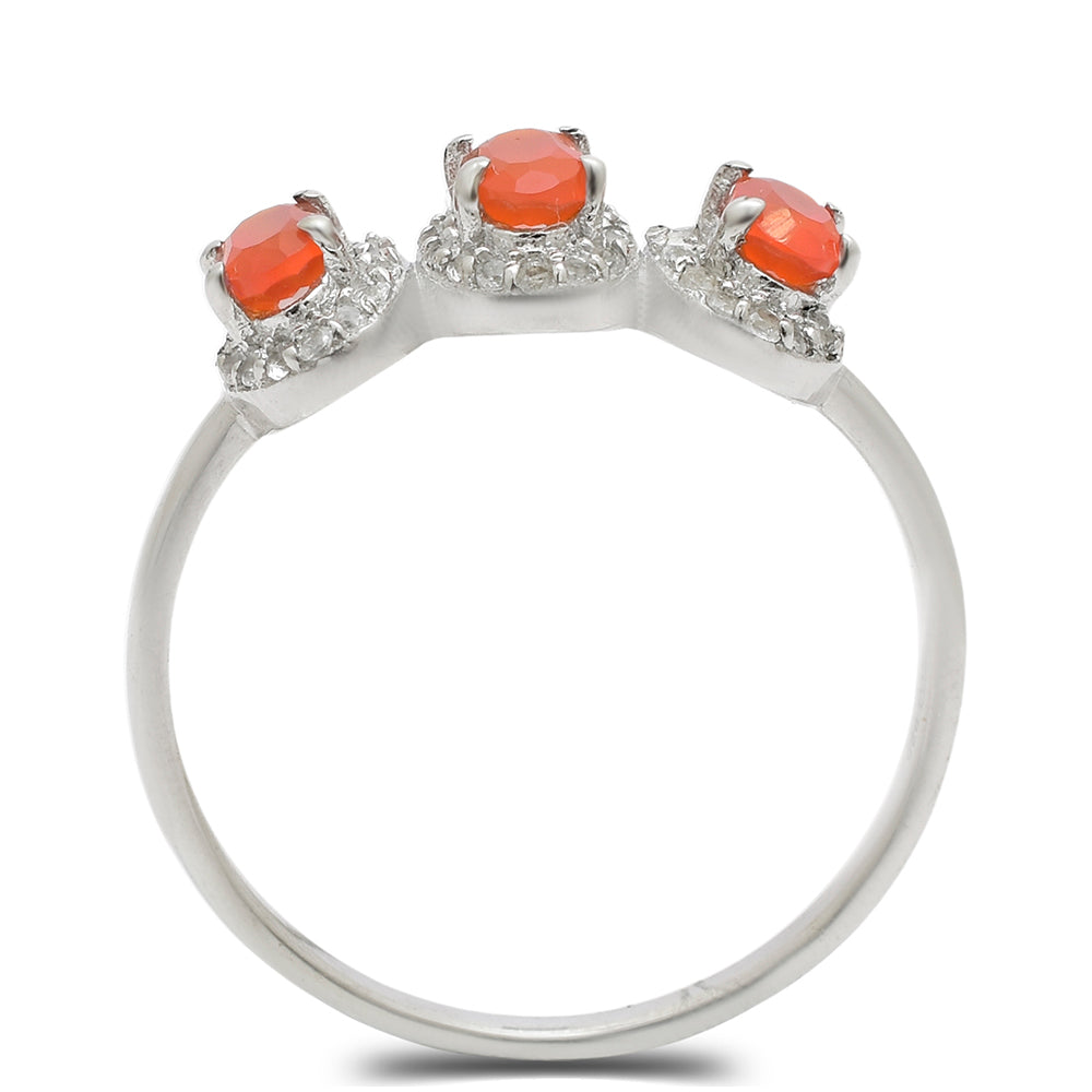 Anillo de Plata con Ágata Roja y Topacio Blanco 3 