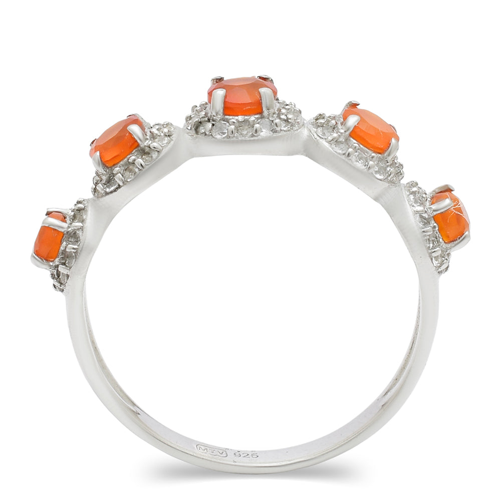 Anillo de Plata con Ágata Roja y Topacio Blanco 3 