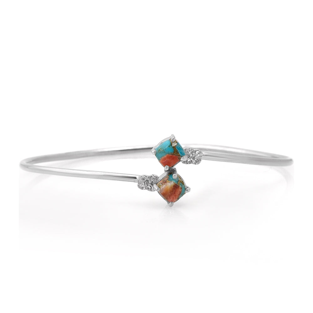 Pulsera de Plata con Turquesa Ostra y Topacio Blanco 1 