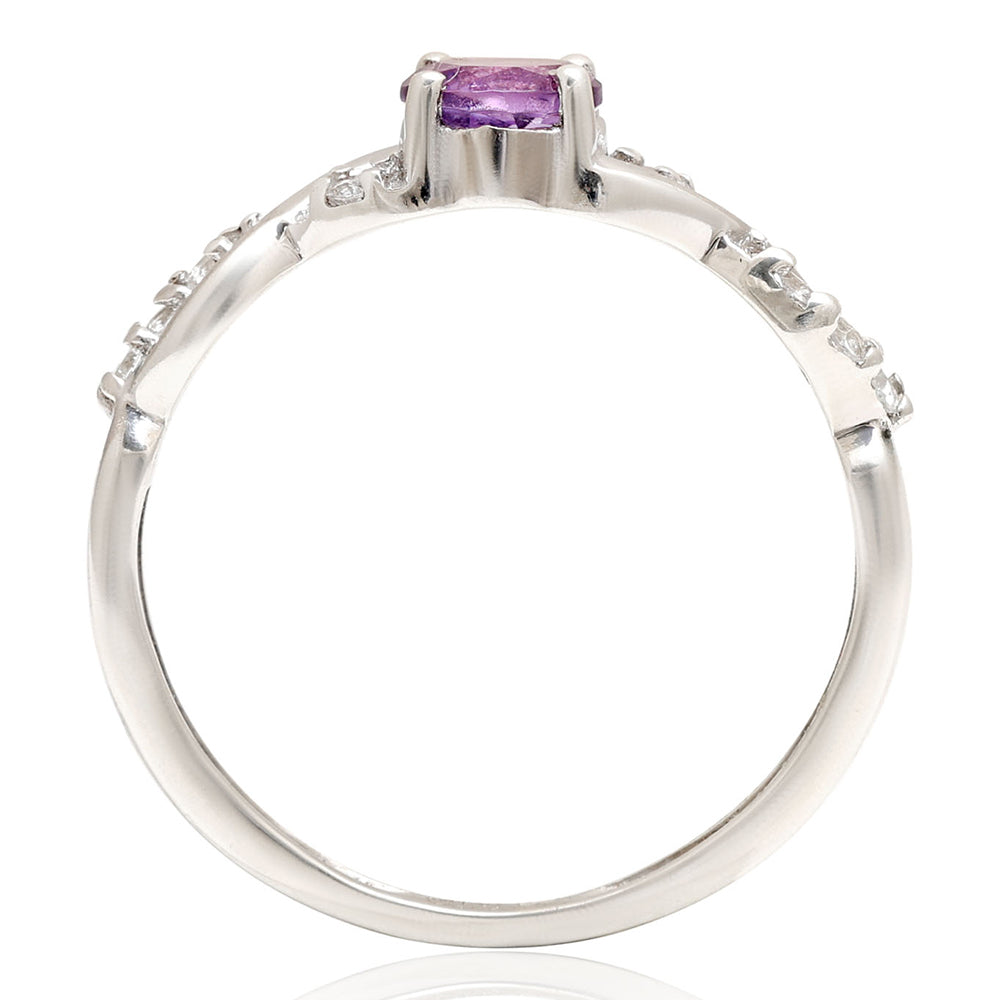 Anillo de Plata con Topacio Blanco y Amatista de Brasil 4 