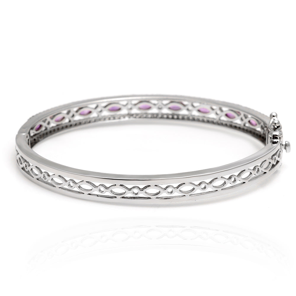 Pulsera de Plata con Amatista de Brasil y Topacio Blanco 7 