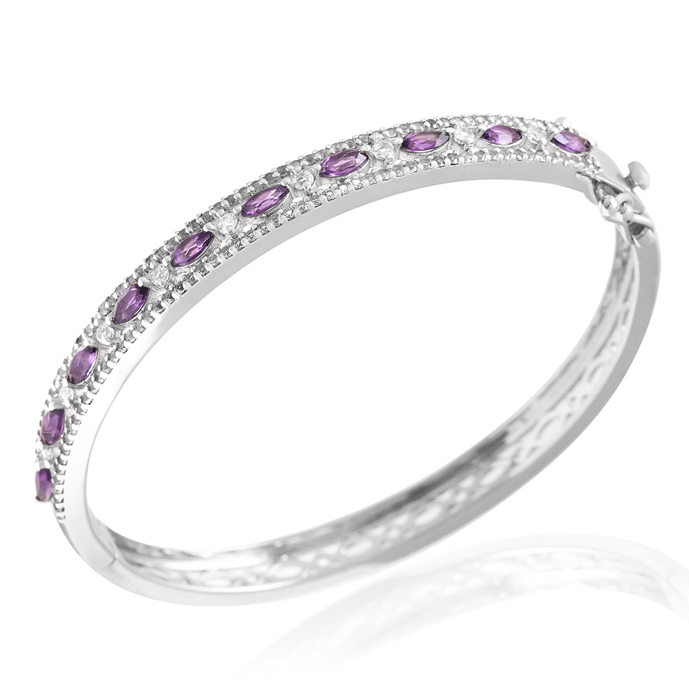 Pulsera de Plata con Amatista de Brasil y Topacio Blanco 3 