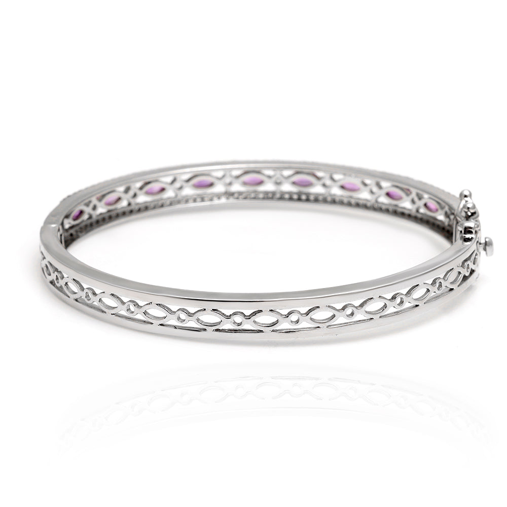 Pulsera de Plata con Amatista de Brasil y Topacio Blanco