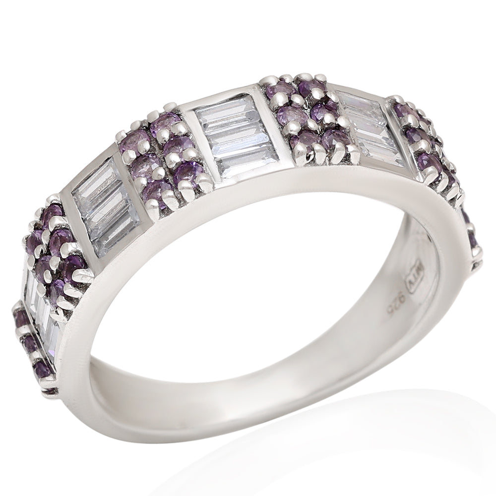 Anillo de Plata con Amatista de Brasil y Topacio Blanco
