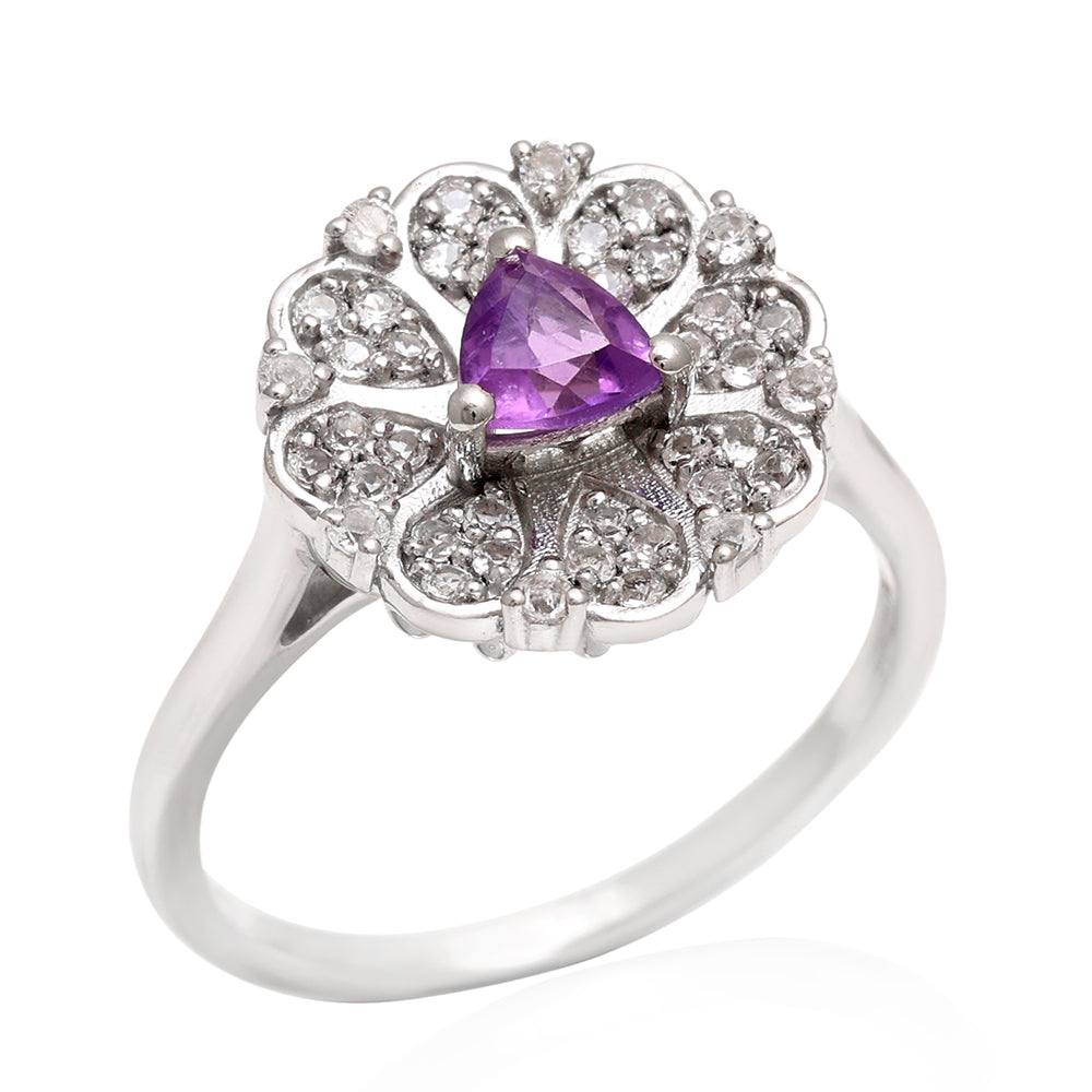 Anillo de Plata con Amatista de Brasil y Topacio Blanco 6 