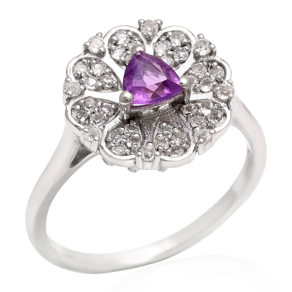 Anillo de Plata con Amatista de Brasil y Topacio Blanco 3 