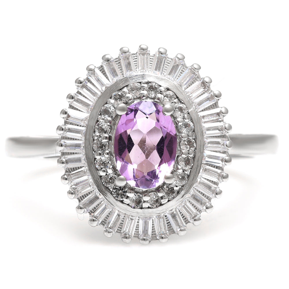 Anillo de Plata con Amatista de Brasil y Topacio Blanco 7 