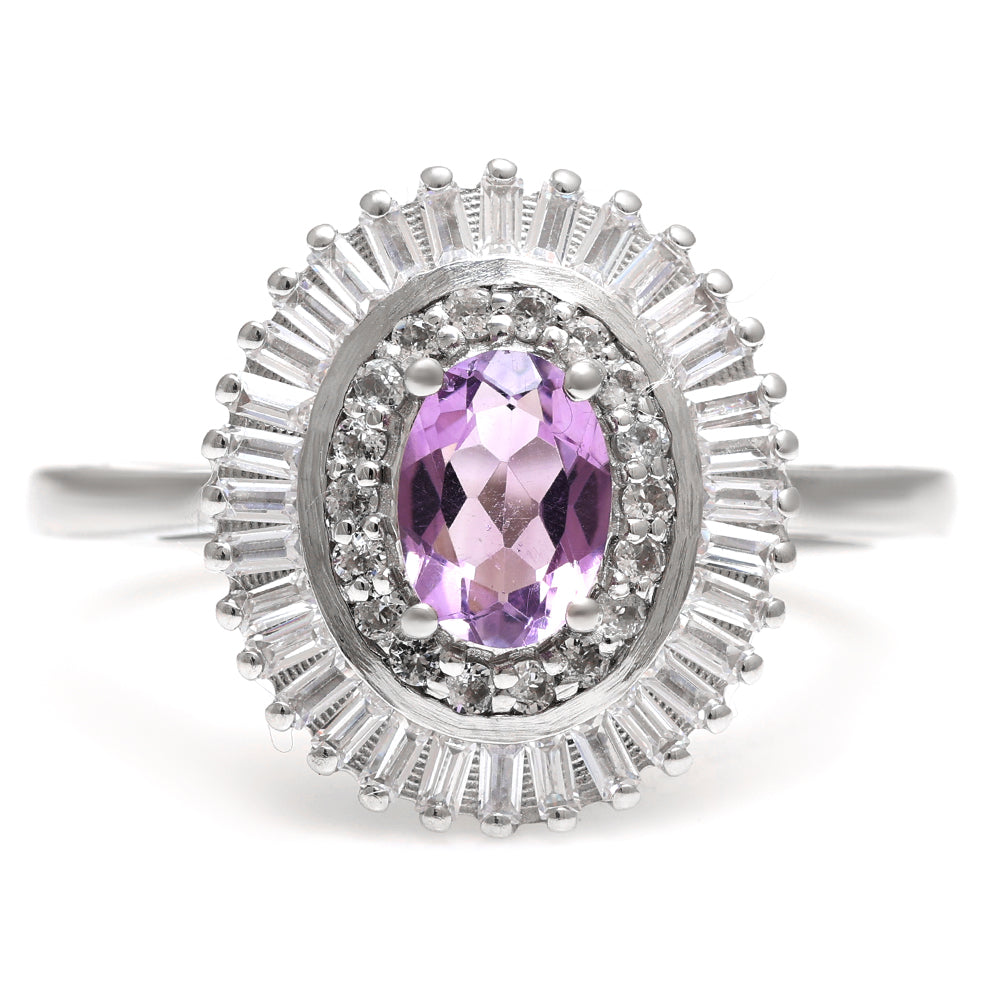 Anillo de Plata con Amatista de Brasil y Topacio Blanco