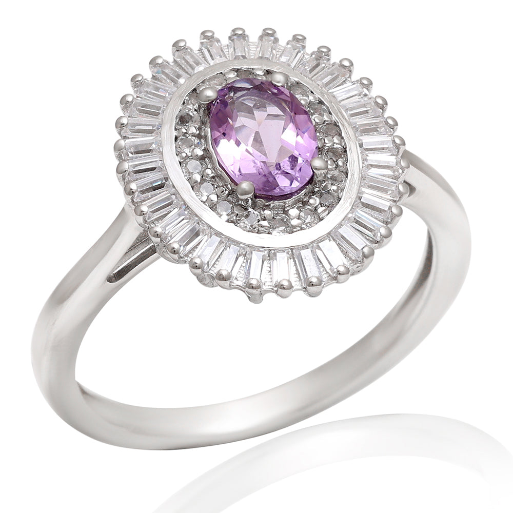 Anillo de Plata con Amatista de Brasil y Topacio Blanco 3 