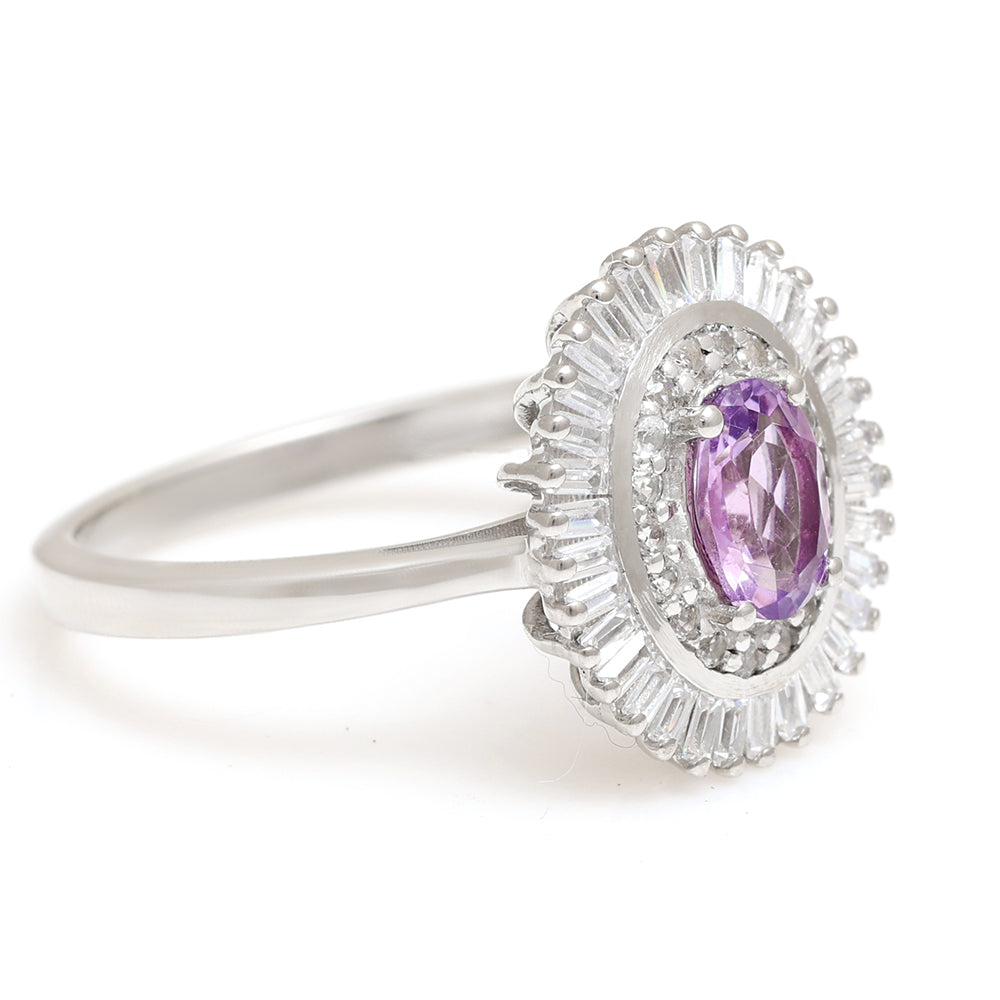Anillo de Plata con Amatista de Brasil y Topacio Blanco 4 