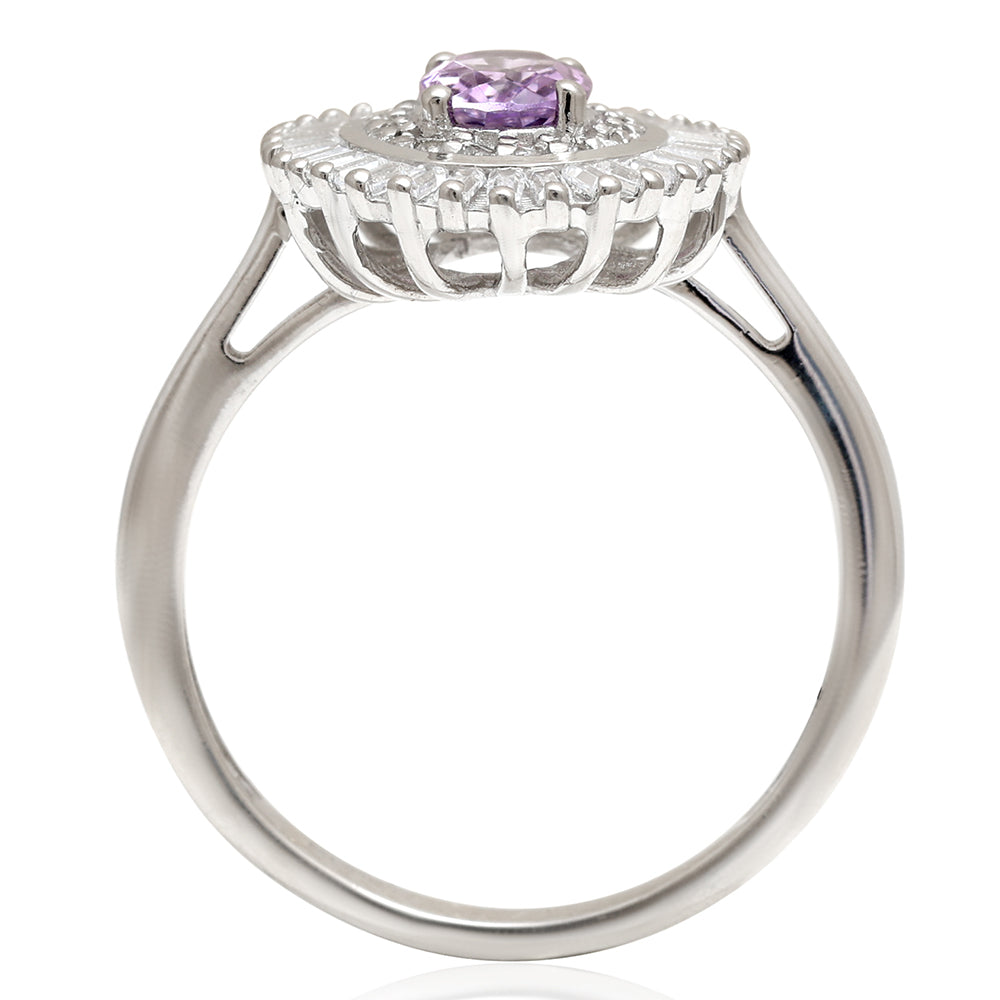 Anillo de Plata con Amatista de Brasil y Topacio Blanco 5 