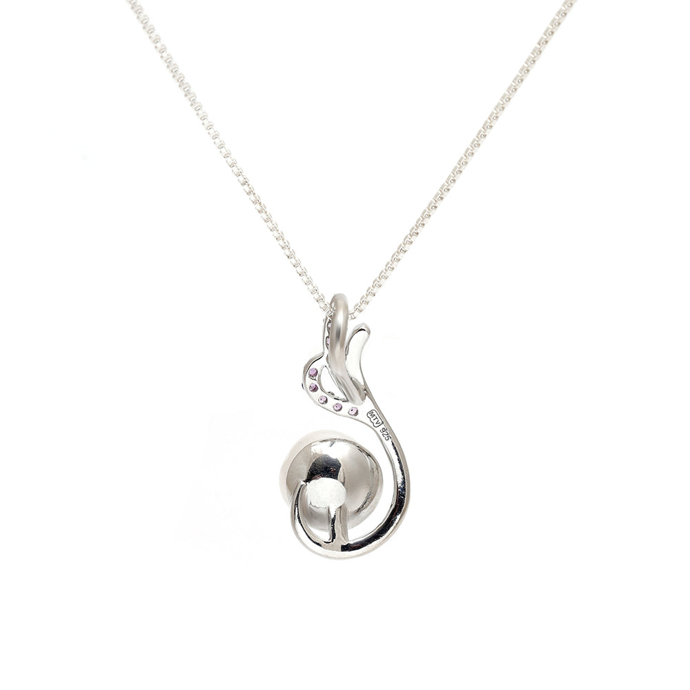 Colgante de Plata con Amatista de Brasil y Perla blanca de agua dulce 4 