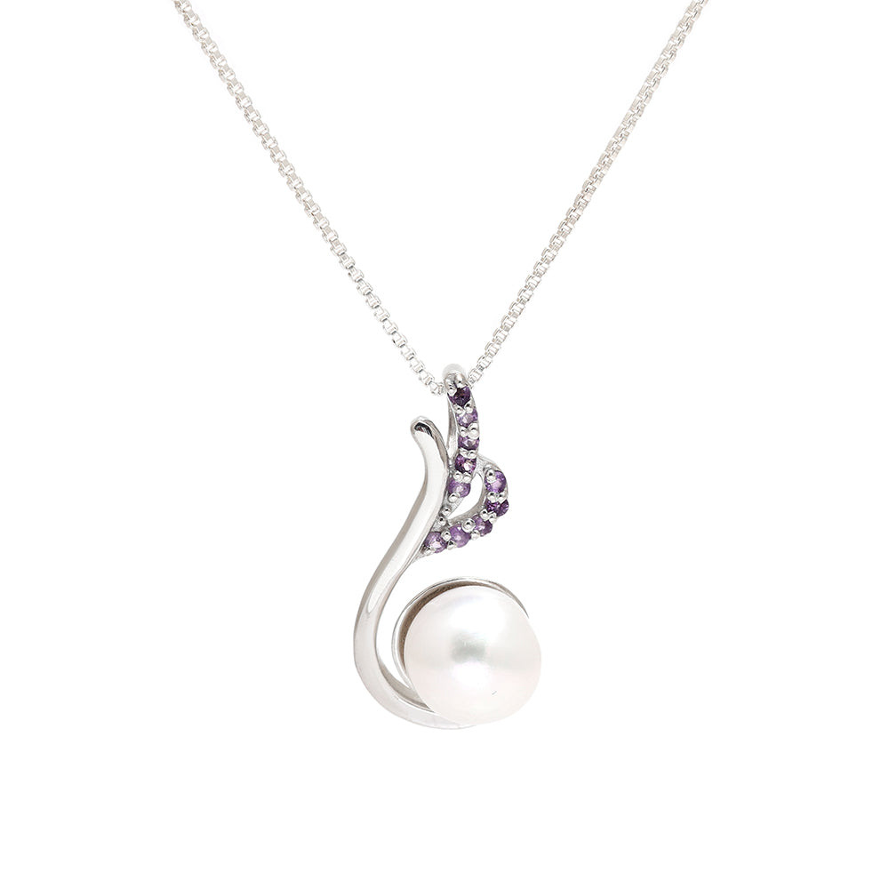 Colgante de Plata con Amatista de Brasil y Perla blanca de agua dulce 1 