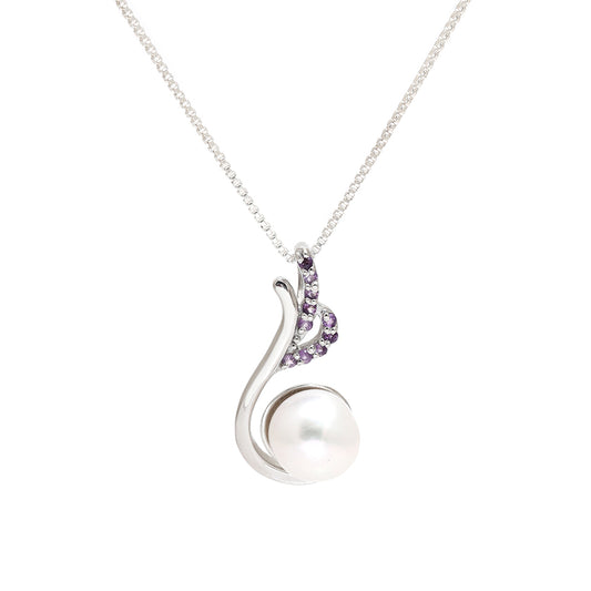 Colgante de Plata con Amatista de Brasil y Perla blanca de agua dulce