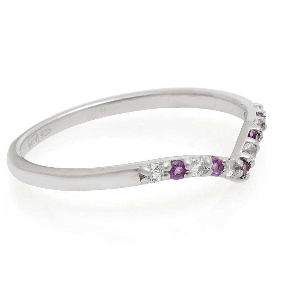 Anillo de Plata con Amatista de Brasil y Topacio Blanco