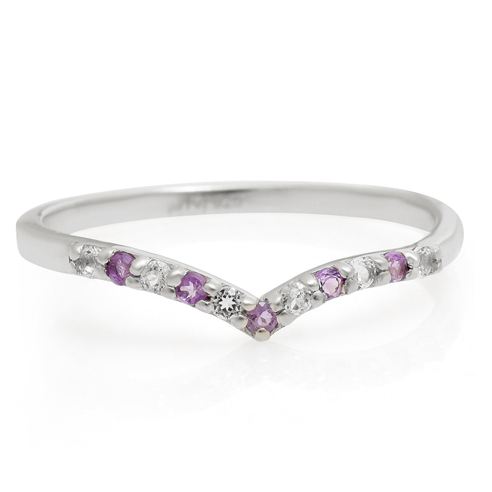 Anillo de Plata con Amatista de Brasil y Topacio Blanco 1 